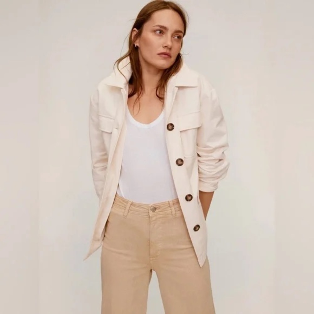 MANGO multi pocket cotton denim painters shaket